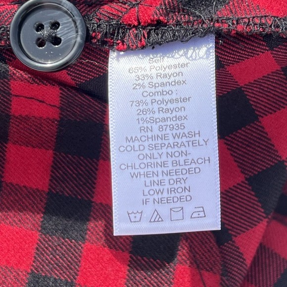LOGO Lori Goldstein Size XS Red Buffalo Plaid Jacket Sweater Knit Sleeves - Picture 12 of 12